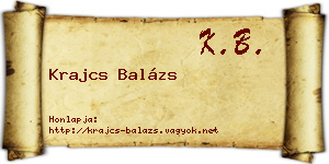 Krajcs Balázs névjegykártya